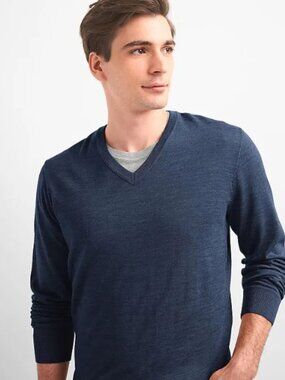 Gap Men's 100% Merino Wool V-Neck Sweater size L